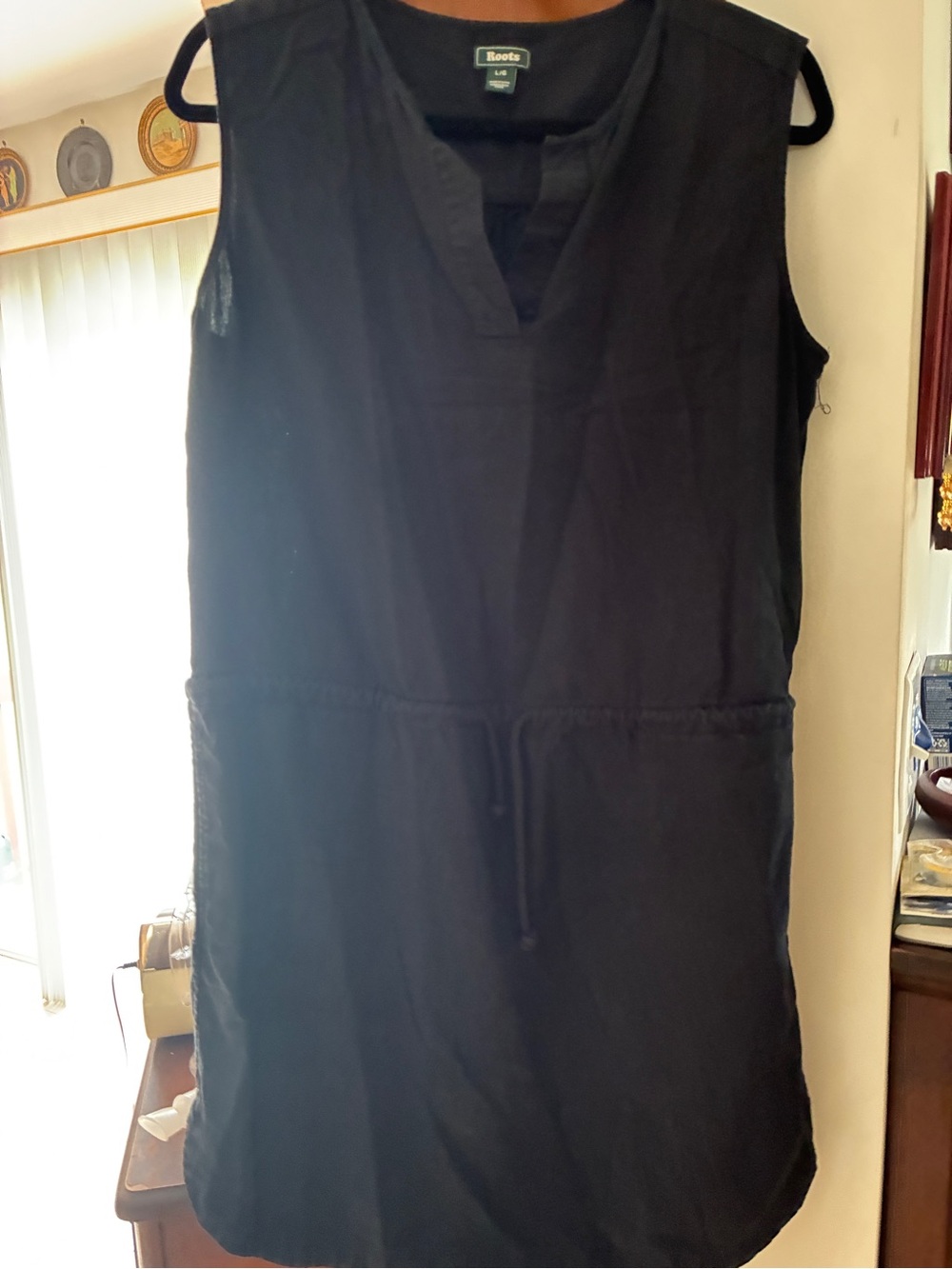 Roots Sleeveless Mini Dress in Black